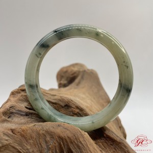 【肌容雪】天然緬甸A貨糯冰膠飄花鐲翡翠手鐲 編號262 (鐲寬 56.4mm #18號)