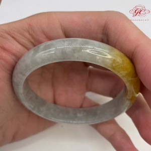【肌容雪】天然緬甸A貨黃頭烏雞翡翠手鐲 編號271 (鐲寬 57.7mm #18.5號)