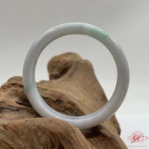 【肌容雪】天然緬甸A貨春帶彩翡翠特色手鐲 編號312 (鐲寬 57.1mm #18.5號)