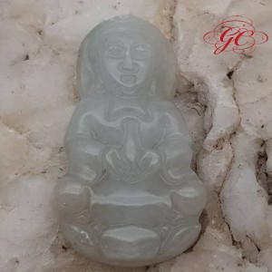 【肌容雪】天然緬甸翡翠吊飾 編號330（冰種觀音／冰種葫蘆／黃綠葉）