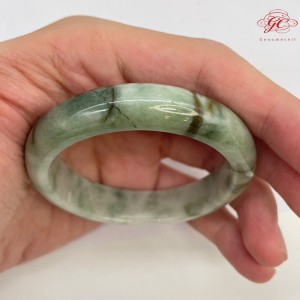 【肌容雪】天然緬甸A貨飄花特色翡翠手鐲 編號355 (鐲寬 54.8mm #17.5號)