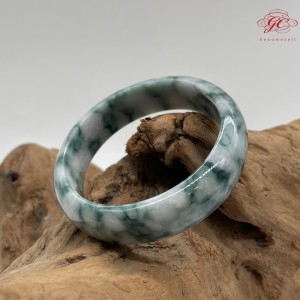 【肌容雪】緬甸天然A貨白底飄藍花翡翠手鐲 編號363 (鐲寬57mm #18.5號)
