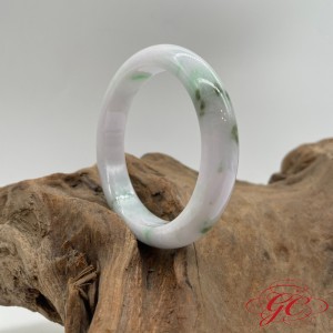 【肌容雪】緬甸天然A貨翡翠春帶彩圓條美鐲 編號383(鐲寬56.1mm #18號)