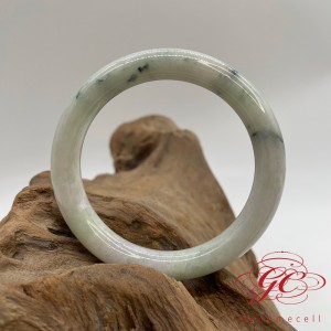 【肌容雪】緬甸天然A貨飄花翡翠手鐲 編號556 (鐲寬56mm #18號)