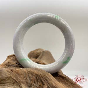 【肌容雪】天然緬甸A貨白底青翡翠手鐲 編號714 (鐲寬56.7mm  #18.5號)