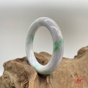 【肌容雪】天然緬甸A貨白底青翡翠手鐲 編號714 (鐲寬56.7mm  #18.5號)