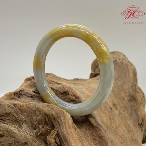 【肌容雪】天然緬甸A貨黃翡翠特色手鐲 編號721(鐲寬53.8mm  #17號 )