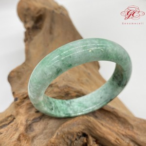 【肌容雪】緬甸天然A貨翡翠滿綠飄花翡翠手鐲 編號765(鐲寬58.5mm #19號 )