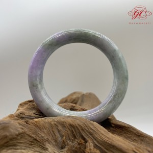 【肌容雪】緬甸天然A貨翡翠紫底春彩圓條手鐲 編號779  ( 鐲寬54.6mm #17.5號)