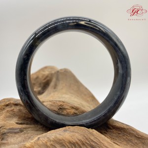 肌容雪】緬甸天然A貨翡翠烏雞胖圓條手鐲 編號789(鐲寬54.1mm #17號 )