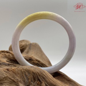 【肌容雪】天然緬甸A貨粉紫黃翡翠原條手鐲 編號792 (鐲寬57mm #18號)