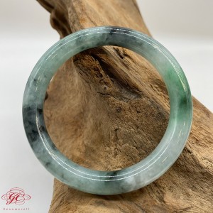 【肌容雪】緬甸天然A貨翡翠冰綠飄花翡翠手鐲 編號838(鐲寬54mm #17.5號)