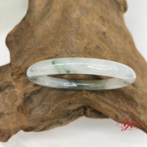 【肌容雪】緬甸天然A貨翡翠白底飄陽綠手鐲 編號850(鐲寬55.2mm #18號)