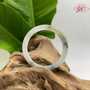 【肌容雪】緬甸天然A貨翡翠白底飄陽綠手鐲 編號850(鐲寬55.2mm #18號)