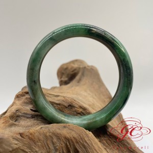 【肌容雪】緬甸天然A貨翡翠綠飄花翡翠特色手鐲  編號877(鐲寬58.2mm #19號)
