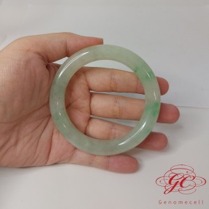 【肌容雪】天然緬甸A貨高冰金絲綠翡翠圓條手鐲 編號884(鐲寬55.2mm #17.5號)