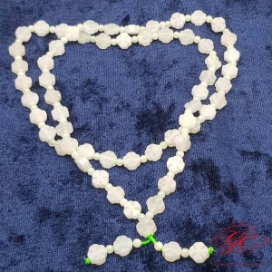 【肌容雪】天然緬甸A貨綠花翡翠四葉草造型珠手串 編號92