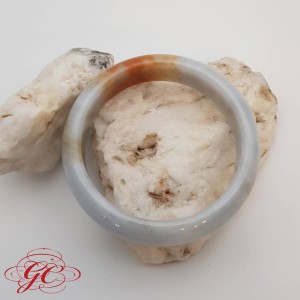 【肌容雪】緬甸天然A貨翡翠白底瑪瑙紋手鐲 編號926(長度58.4mm #18.5號)