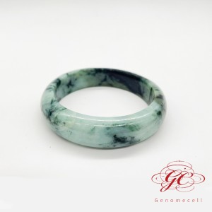 【肌容雪】天然緬甸A貨綠飄花翡翠特色手鐲 編號75 (鐲寬54.8mm #17.5號)