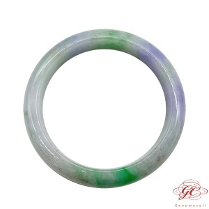 【肌容雪】天然緬甸春帶彩三色翡翠手鐲A貨 編號281(鐲寬58.5mm #19號)