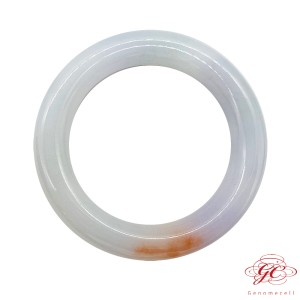 【肌容雪】緬甸天然A貨翡翠白底帶金胖美人圓鐲 編號382(鐲寬57.3mm #18.5號)