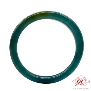 【肌容雪】天然緬甸A貨孔雀藍翡翠圓條美鐲 編號407 (鐲寬58.4mm #19號)