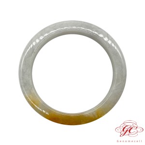 【肌容雪】緬甸天然A貨翡翠雞油黃翡翠手鐲 編號682  (鐲寬54.9mm #17.5號)