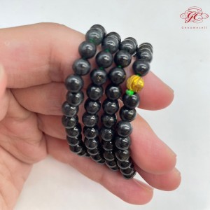 【肌容雪】天然緬甸A貨墨翡翠圓珠珠串 編號02