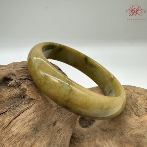 【肌容雪】天然緬甸A貨黃翡翠平安鐲 編號08(鐲圍58.5mm#18.5號)