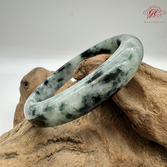 【肌容雪】天然緬甸A貨飄花翡翠平安鐲 編號10(鐲圍57.9mm#18號) 【肌容雪】天然緬甸A貨飄花翡翠平安鐲 編號10(鐲圍57.9mm#18號)