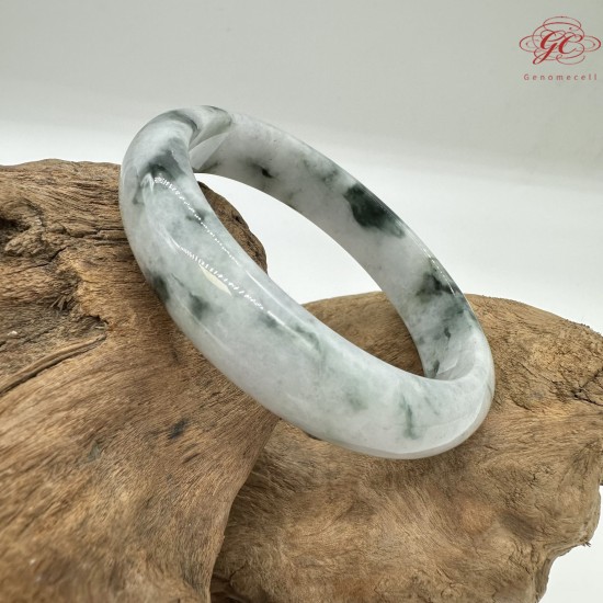 【肌容雪】天然緬甸A貨白底飄花翡翠平安鐲 編號14(鐲圍57.1mm#18號) 【肌容雪】天然緬甸A貨白底飄花翡翠平安鐲 編號14(鐲圍57.1mm#18號)
