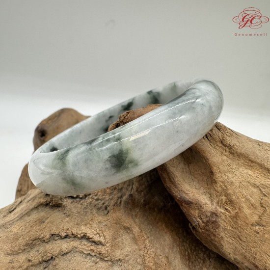 【肌容雪】天然緬甸A貨白底飄花翡翠平安鐲 編號14(鐲圍57.1mm#18號) 【肌容雪】天然緬甸A貨白底飄花翡翠平安鐲 編號14(鐲圍57.1mm#18號)