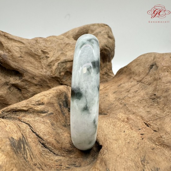【肌容雪】天然緬甸A貨白底飄花翡翠平安鐲 編號14(鐲圍57.1mm#18號) 【肌容雪】天然緬甸A貨白底飄花翡翠平安鐲 編號14(鐲圍57.1mm#18號)