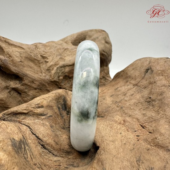 【肌容雪】天然緬甸A貨白底飄花翡翠平安鐲 編號14(鐲圍57.1mm#18號) 【肌容雪】天然緬甸A貨白底飄花翡翠平安鐲 編號14(鐲圍57.1mm#18號)