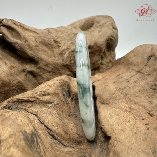 【肌容雪】天然緬甸A貨飄花翡翠美人鐲A貨 編號17(鐲寬56.3mm #18號)
