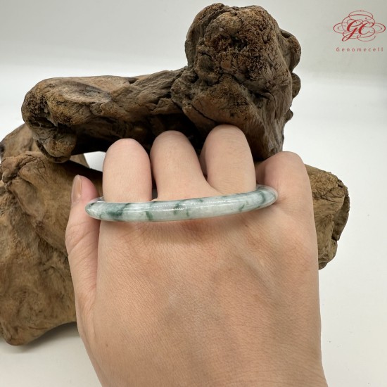 【肌容雪】天然緬甸A貨飄花翡翠美人鐲A貨 編號17(鐲寬56.3mm #18號)