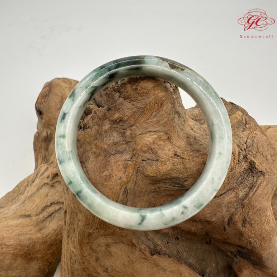 【肌容雪】天然緬甸A貨翡翠飄花平安鐲 編號23(鐲圍55.6mm#17.5號)