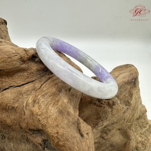 【肌容雪】天然緬甸A貨冰紫翡翠圓條手鐲 編號29(鐲圍53.8mm#17號)