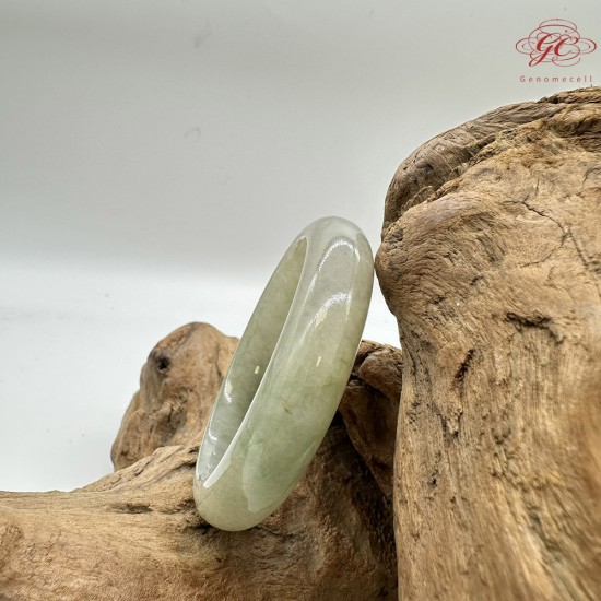 【肌容雪】天然緬甸A貨湖水綠飄花翡翠平安鐲 編號37(鐲圍54.7mm#17號)