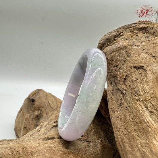 【肌容雪】天然緬甸A貨紫羅蘭翡翠平安鐲 編號38(鐲圍58.4mm#18.5)