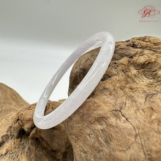 【肌容雪】天然緬甸A貨透白淺紫翡翠叮噹鐲 編號39(鐲圍55.2mm#17.5號)