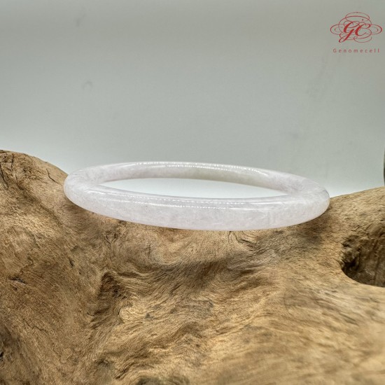 【肌容雪】天然緬甸A貨透白淺紫翡翠叮噹鐲 編號39(鐲圍55.2mm#17.5號)