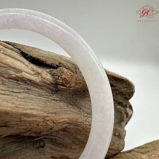 【肌容雪】天然緬甸A貨透白淺紫翡翠叮噹鐲 編號39(鐲圍55.2mm#17.5號)