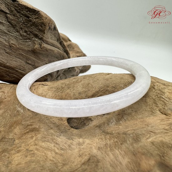 【肌容雪】天然緬甸A貨透白淺紫翡翠叮噹鐲 編號39(鐲圍55.2mm#17.5號)