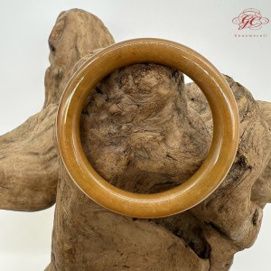【肌容雪】天然緬甸A貨黃翡翡翠圓條手鐲 編號40(鐲圍56.5mm#18號)
