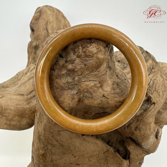 【肌容雪】天然緬甸A貨黃翡翡翠圓條手鐲 編號40(鐲圍56.5mm#18號)