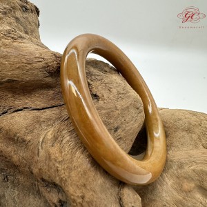 【肌容雪】天然緬甸A貨黃翡翡翠圓條手鐲 編號40(鐲圍56.5mm#18號)