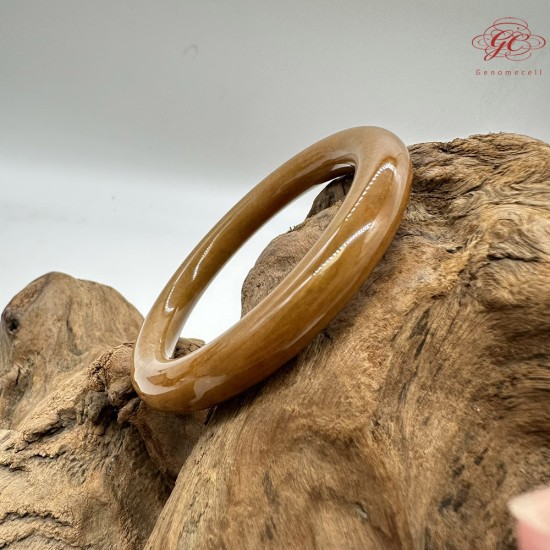 【肌容雪】天然緬甸A貨黃翡翡翠圓條手鐲 編號40(鐲圍56.5mm#18號)