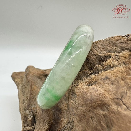 【肌容雪】天然緬甸A貨正陽綠帶烏雞飄花翡翠平安鐲 編號45(鐲圍56.8mm#18號)