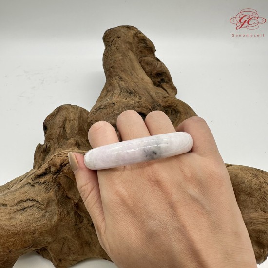 【肌容雪】天然緬甸A貨粉春烏雞翡翠平安鐲 編號48(鐲圍55.4mm#17.5號)